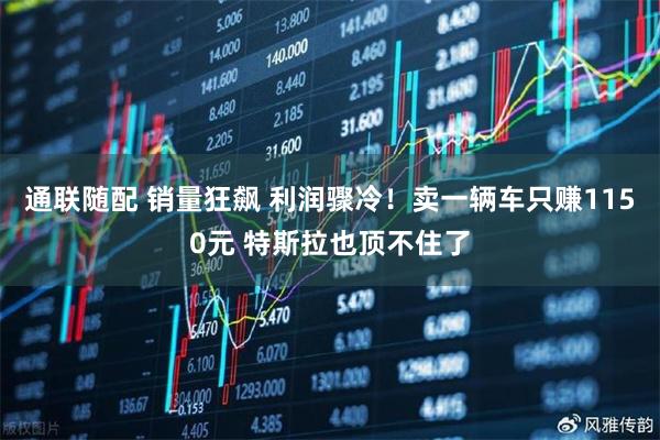 通联随配 销量狂飙 利润骤冷！卖一辆车只赚1150元 特斯拉也顶不住了